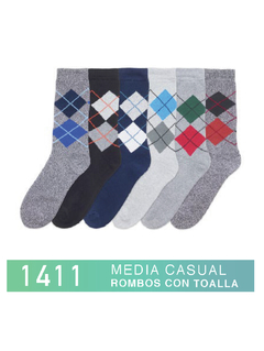 FL1411-PACK X12 unidades (DOCENA), HOMBRE/ Media casual ROMBOS con toalla