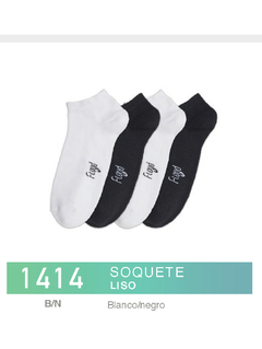 FL1414BN-PACK X12 unidades (DOCENA), HOMBRE/ Soquete Liso Blanco/negro