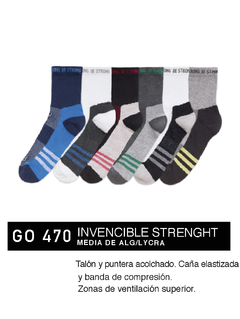 FLGO470-PACK X12 unidades (DOCENA), FLGO470-X12 INVENCIBLE STRENGHT: Media de alg/lycra. Talón y puntera acolchado. Caña elastizada y banda de compresión.