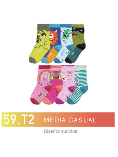 FL59T2-PACK X12 unidades (DOCENA), NIÑO/ Media casual . Diseños surtidos Talle 2