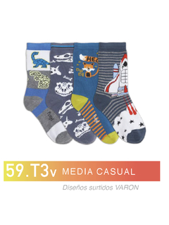 FL59T3V-PACK X12 unidades (DOCENA), VARON/ Media casual . Diseños surtidos VARON Talle 3