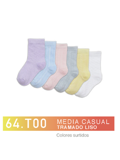 FL64T00-PACK X12 unidades (DOCENA), Media casual Tramado Liso Colores Surtidos Talle 00