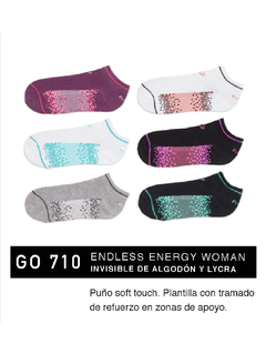 FLGO710-PACK X12 unidades (DOCENA), ENDLESS ENERGY WOMAN: Invisible de algodón y lycra. Puño soft touch. Plantilla con tramado de refuerzo en zonas de apoyo.