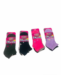 MD713-PACK X12 unidades (DOCENA) SOQUETES DE MUJER ESTAMPADOS SURTIDOS