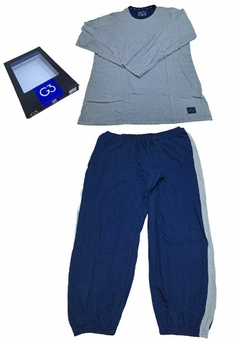 G31055-Pijama invierno en jersey de algodón botoné con pantalón combinado. - comprar online