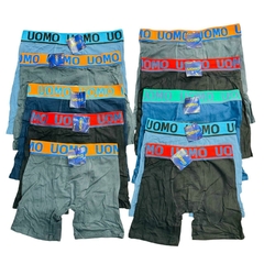 BX823-PACK X12 unidades (DOCENA) BOXER UOMO LISO DE ALGODÓN Y LYCRA PIERNA LARGA