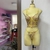 Bustier y tanga amarillo encaje flores