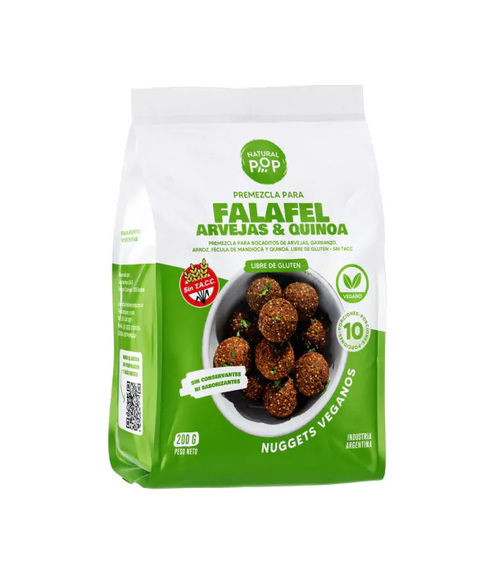 Falafel arvejas y quínoa, Sin TACC Natural Pop. 200 gr (rinde 10 porciones)