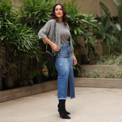 Saia Longa Jeans com Fenda - comprar online