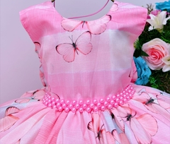 Vestido Infantil de Festa Rosa Com Borboletas Luxo Princesa Jardim Encantado - comprar online