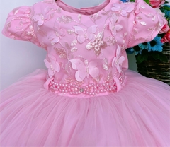 Vestido Infantil Rosa Jardim Encantado das Borboletas - comprar online