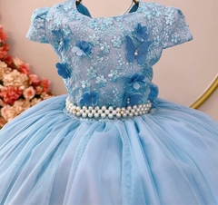 Vestido Infantil de Festa Azul Luxo Princesa - comprar online