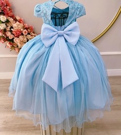 Vestido Infantil de Festa Azul Luxo Princesa na internet