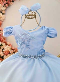 Vestido Infantil de Festa Azul Luxo Cinderela Frozen - comprar online