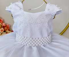 Vestido Infantil de Festa Branco Batizado Batismo Daminha de Honra Casamento - comprar online