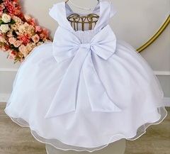 Vestido Infantil de Festa Branco Batizado Batismo Daminha de Honra Casamento na internet