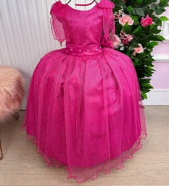 Vestido Infantil de Festa Longo Rosa Pink Luxo Princesa