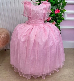 Vestido Infantil de Festa Rosa Longo Princesa Luxo