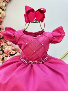 Vestido Infantil de Festa Rosa Pink Princesa Luxo Barbie - comprar online