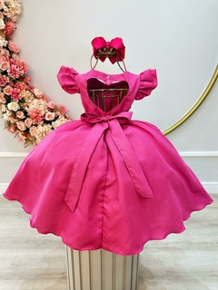 Vestido Infantil de Festa Rosa Pink Princesa Luxo Barbie na internet