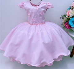 Vestido Infantil de Festa Rosa Princesa Luxo