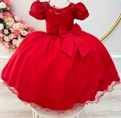 Vestido Infantil de Festa Vermelho Luxo Princesa Natal - Fashion Baby Vestidos Infantis