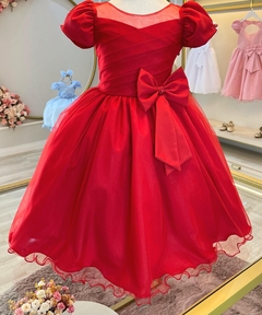 Vestido Infantil de Festa Vermelho Luxo Princesa Natal