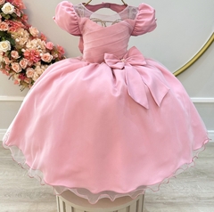 Vestido Infantil de Festa Longo Rosê Luxo Princesa - comprar online