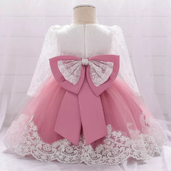 Vestido Infantil de Festa Rose com Branco Luxo Realeza Princesa Menina Batizado - comprar online