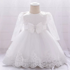 Vestido Infantil de Festa Branco Batizado Daminha de Honra Casamento Luxo Realeza