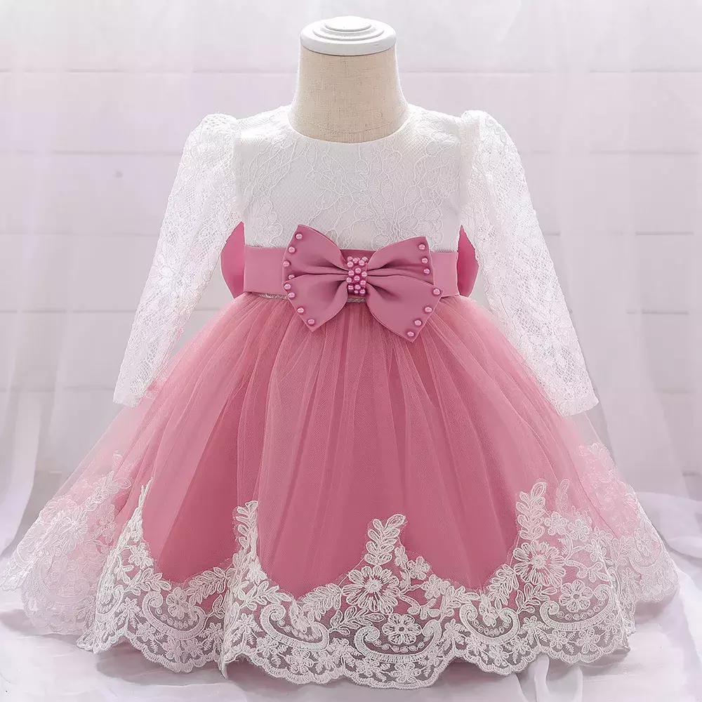 Vestido Laise Luxo Infantil Rosa Bebê Menina Roupa Princesa