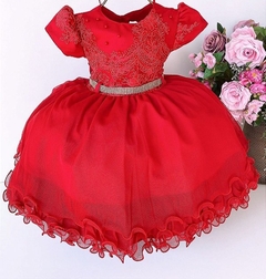 Vestido Infantil de Festa Vermelho Luxo Princesa Natal