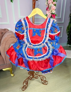 Vestido Fantasia Infantil de Festa Caipira Junino Junina