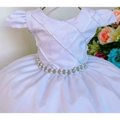 Vestido Infantil de Festa Branco Batizado Daminha - comprar online