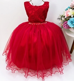 Vestido Infantil de Festa Vermelho Luxo Princesa Natal