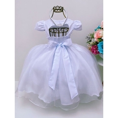 Vestido Infantil de Festa Branco Batizado Daminha de Honra Casamento Luxo na internet