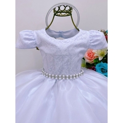 Vestido Infantil de Festa Branco Batizado Daminha de Honra Casamento Luxo - comprar online