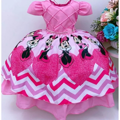 Vestido Infantil Temático Minnie Rosa Luxo