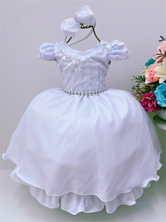 Vestido Infantil Branco Daminha de Honra Batizado