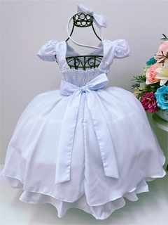 Vestido Infantil Branco Daminha de Honra Batizado na internet