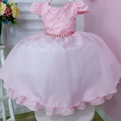 Vestido Infantil de Festa Rosa Princesa Luxo