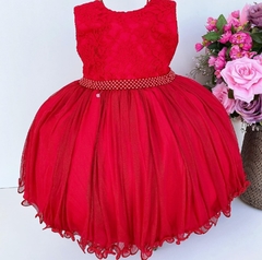 Vestido Infantil de Festa Vermelho Luxo