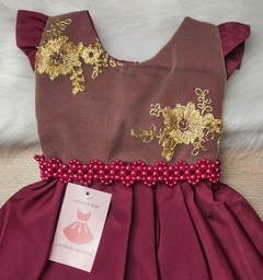 Vestido Infantil de Festa Bordô Marsala Luxo - comprar online