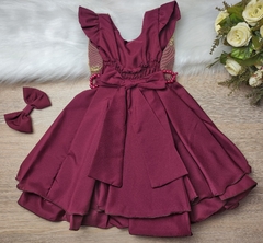 Vestido Infantil de Festa Bordô Marsala Luxo na internet