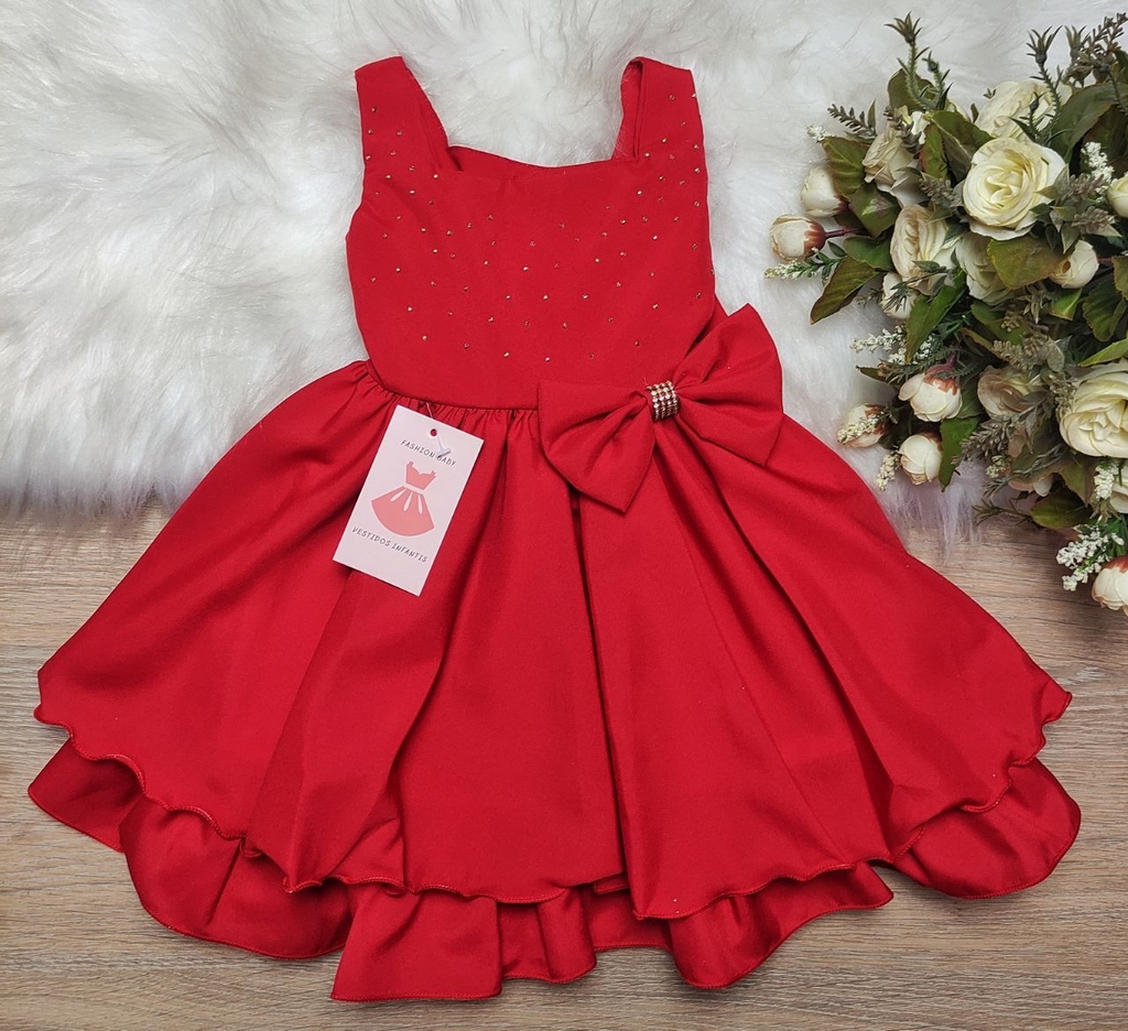 Vestido Infantil Vermelho Formatura Daminha Natal Princesa