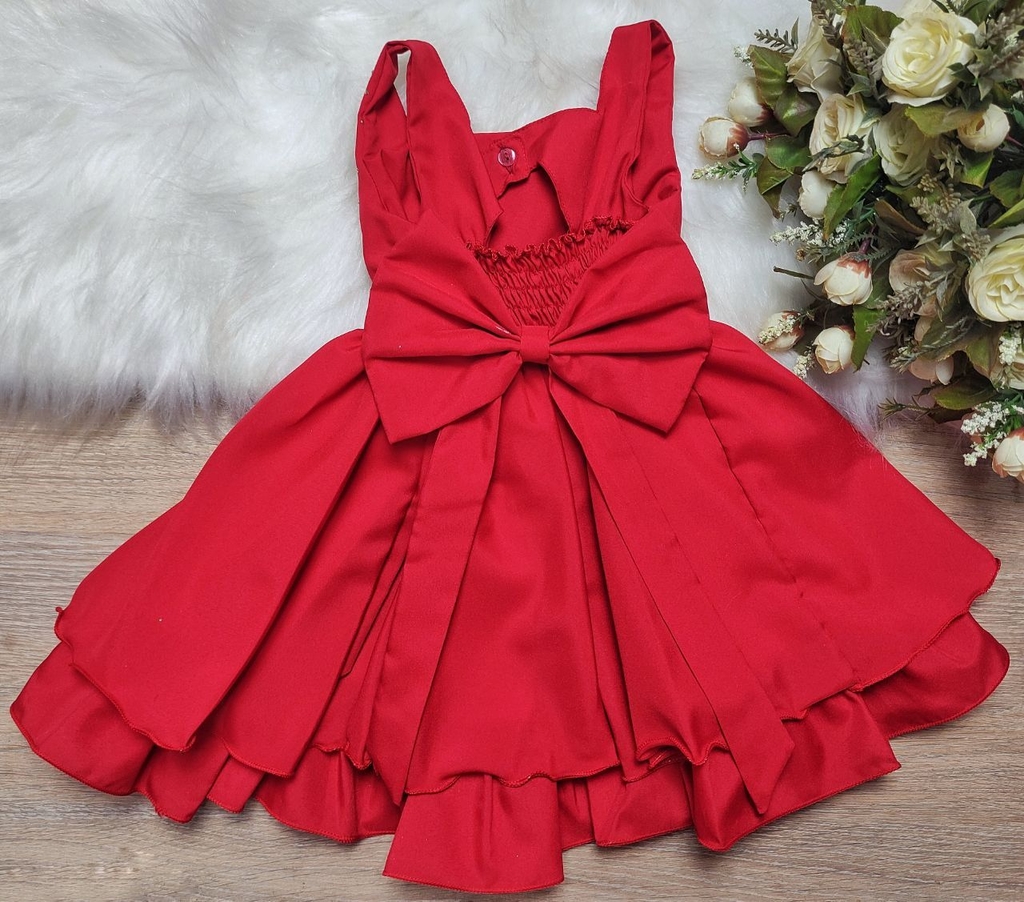 Vestido de Festa Infantil Vermelho Princesa Luxo - Xuxuzinhos Baby