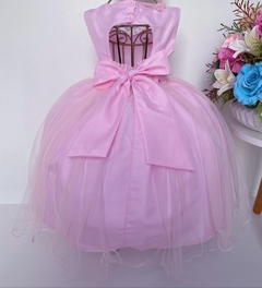 Vestido Infantil de Festa Rosa com Branco Luxo na internet