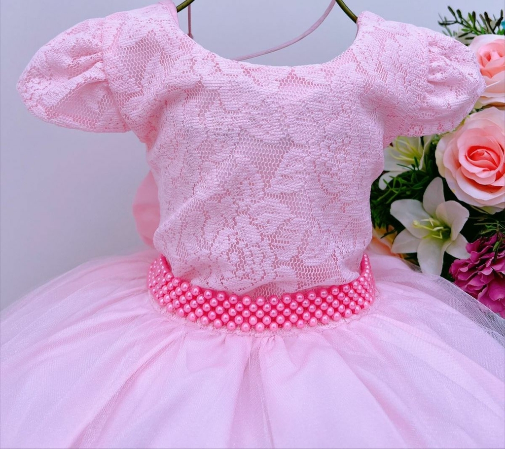 promoção vestido bebê festa vestido infantil luxo rosa laço gigante  princesa 1 e 2 anos