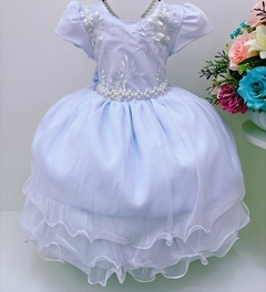 Vestido Infantil de Festa Branco Batizado Batismo