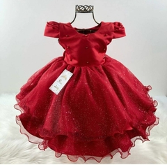 Vestido Infantil de Festa Vermelho Luxo